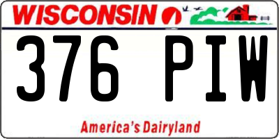 WI license plate 376PIW