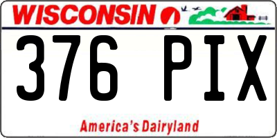 WI license plate 376PIX