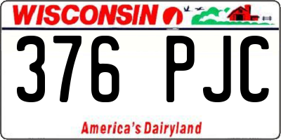 WI license plate 376PJC