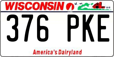 WI license plate 376PKE