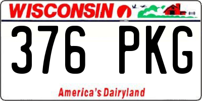 WI license plate 376PKG