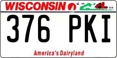 WI license plate 376PKI