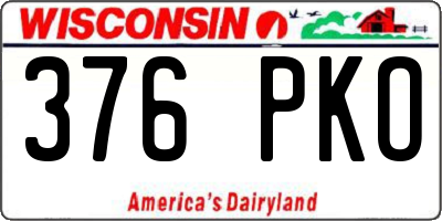 WI license plate 376PKO
