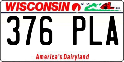 WI license plate 376PLA
