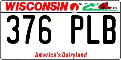 WI license plate 376PLB