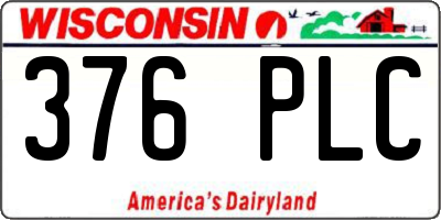 WI license plate 376PLC