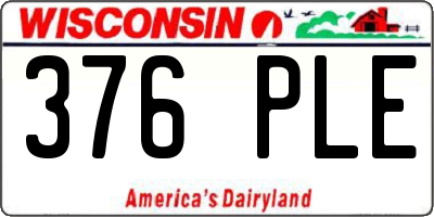 WI license plate 376PLE