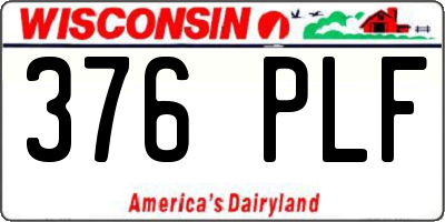 WI license plate 376PLF