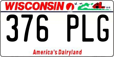 WI license plate 376PLG