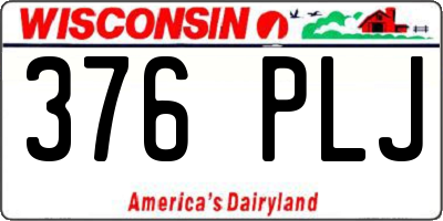 WI license plate 376PLJ