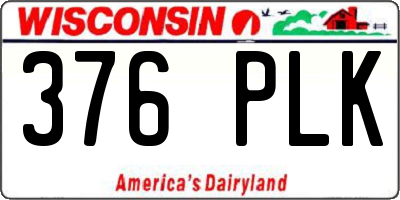 WI license plate 376PLK