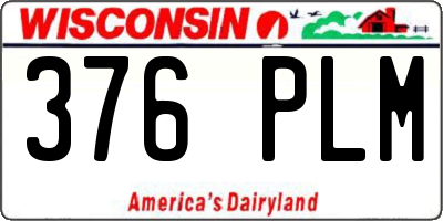 WI license plate 376PLM