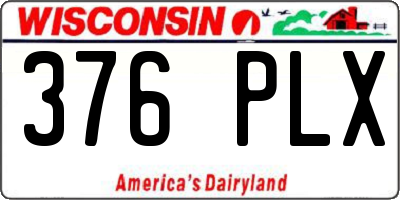 WI license plate 376PLX