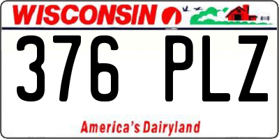 WI license plate 376PLZ
