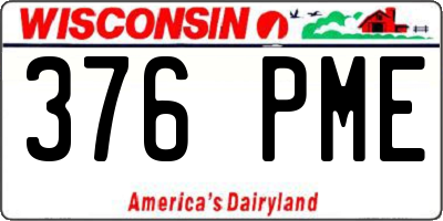 WI license plate 376PME