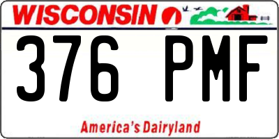 WI license plate 376PMF