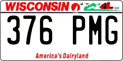 WI license plate 376PMG