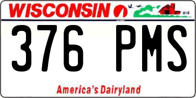 WI license plate 376PMS