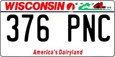 WI license plate 376PNC