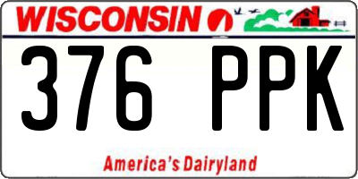 WI license plate 376PPK