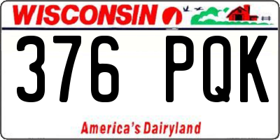 WI license plate 376PQK