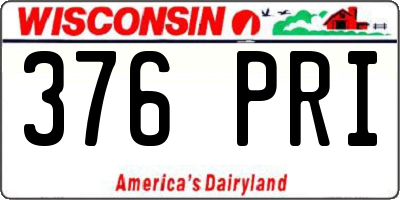 WI license plate 376PRI