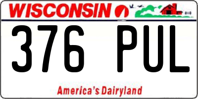 WI license plate 376PUL