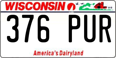 WI license plate 376PUR