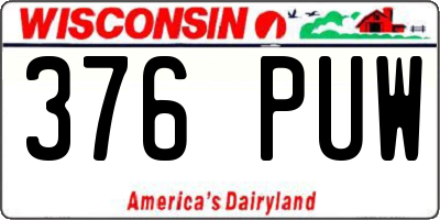 WI license plate 376PUW