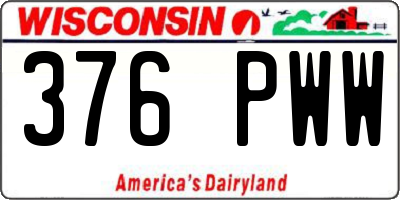 WI license plate 376PWW