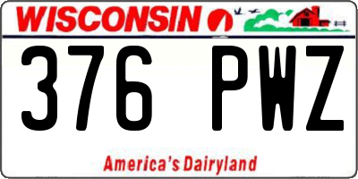 WI license plate 376PWZ