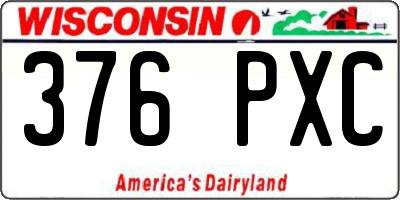 WI license plate 376PXC