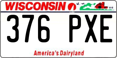 WI license plate 376PXE