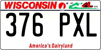 WI license plate 376PXL