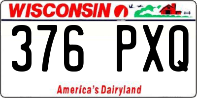 WI license plate 376PXQ