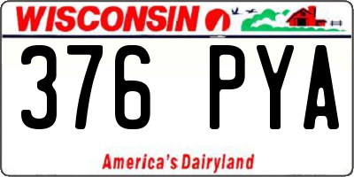 WI license plate 376PYA