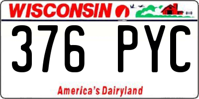 WI license plate 376PYC