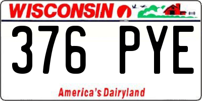 WI license plate 376PYE