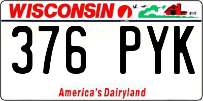 WI license plate 376PYK