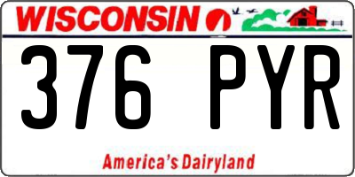 WI license plate 376PYR
