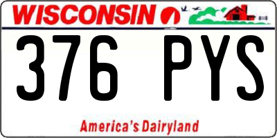 WI license plate 376PYS