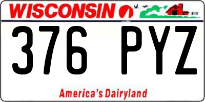 WI license plate 376PYZ