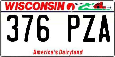 WI license plate 376PZA
