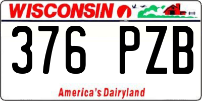WI license plate 376PZB