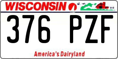 WI license plate 376PZF