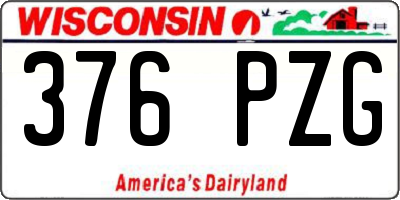 WI license plate 376PZG