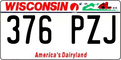 WI license plate 376PZJ