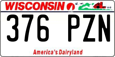 WI license plate 376PZN