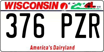 WI license plate 376PZR