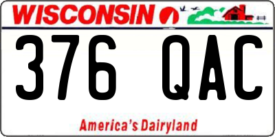 WI license plate 376QAC